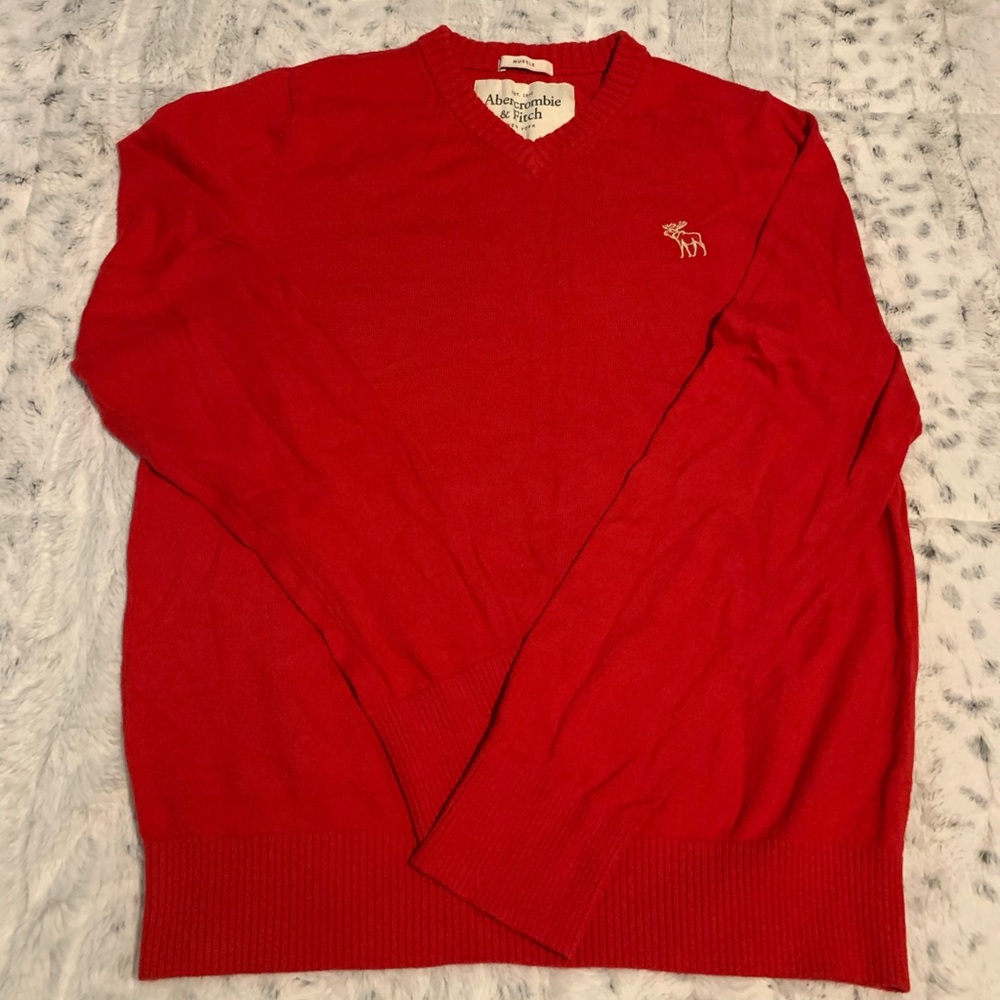 Abercrombie and Fitch Red vneck sweater XXL